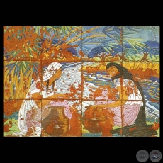 MUJERES JUNTANDO AGUA, 1928 - Obra de JULIÁN DE LA HERRERÍA